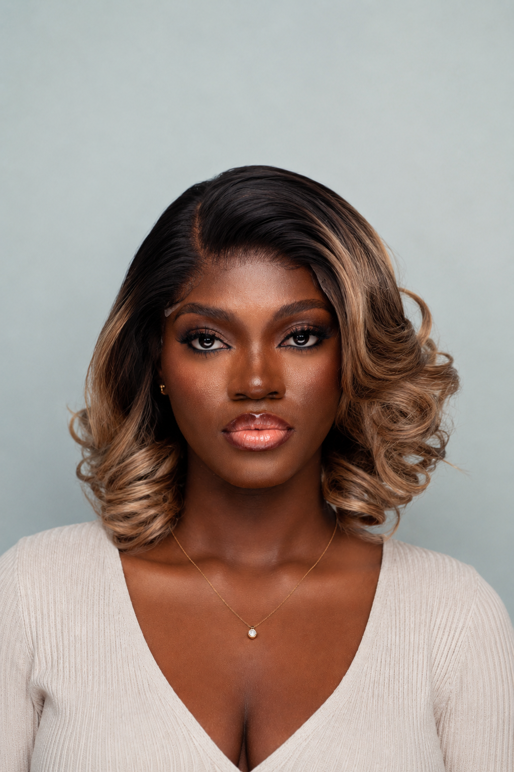 T#3/11 Bouncy Curl 5x5 HD Closure Wig – 10 Inches