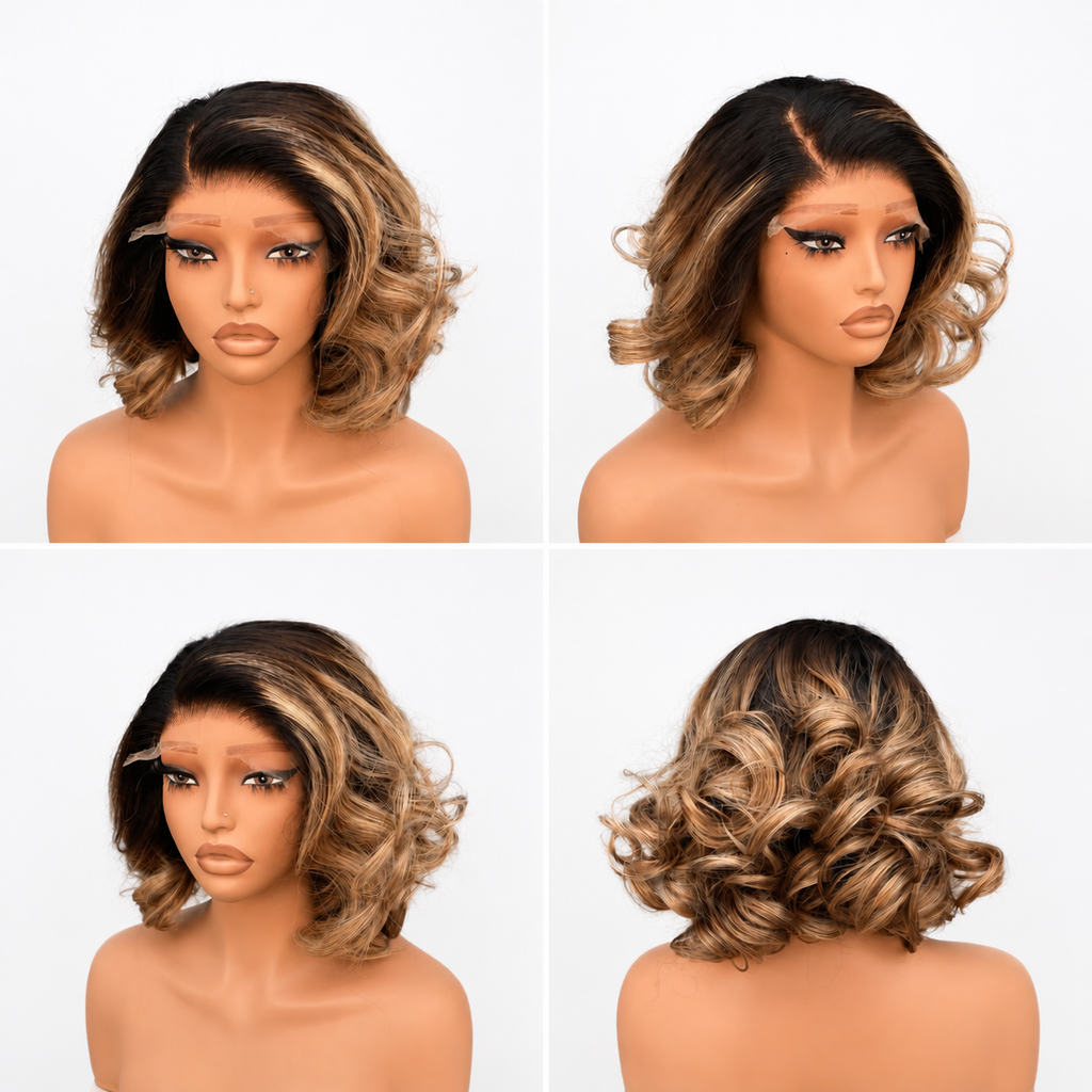 T#3/11 Bouncy Curl 5x5 HD Closure Wig – 10 Inches